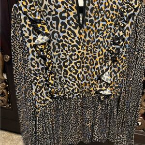 Leopard Print Ruffle Blouse